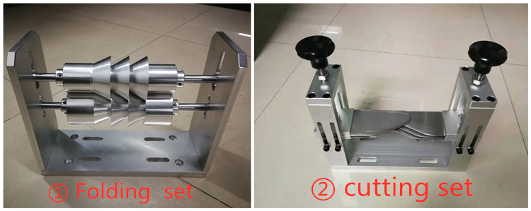 Crease roller kit for forming structure of one-to-two folding cloth wheel worktable use for adult mask machine